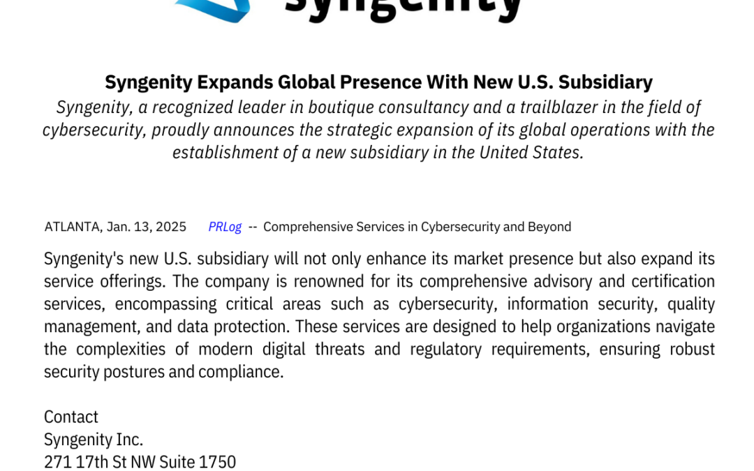 Syngenity expands global presence with new US subsidiary